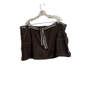 Zeroxposur Belted Skirtini Brown Swim Skirt NWT Size 24W Elastic Waist‎ Pockets